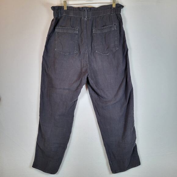 Anthropologie Womens Pull On Straight Chambray Paperbag Pants Size Medium Black - Picture 10 of 10